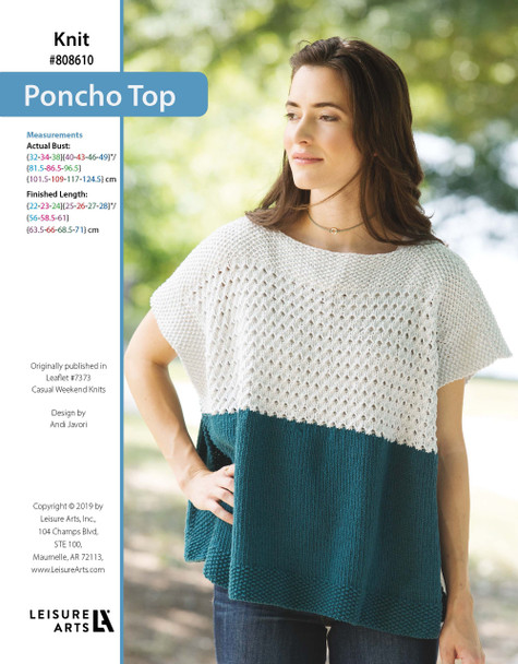 Leisure Arts Casual Weekend Knits Poncho Top ePattern