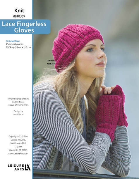 Leisure Arts Casual Weekend Knits Lace Fingerless Gloves ePattern