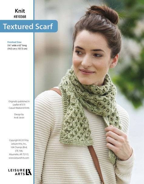 Leisure Arts Casual Weekend Knits Textured Scarf ePattern