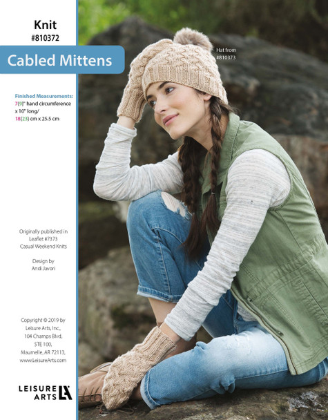 Leisure Arts Casual Weekend Knits Cabled Mittens ePattern
