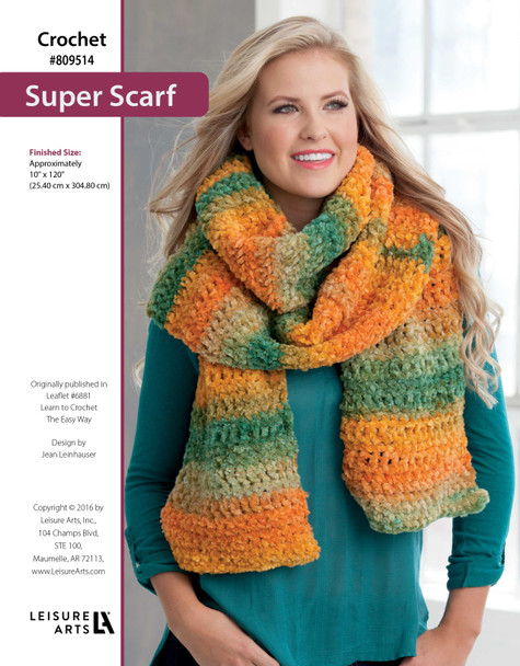 Leisure Arts Learn To Crochet The Easy Way Super Scarf ePattern