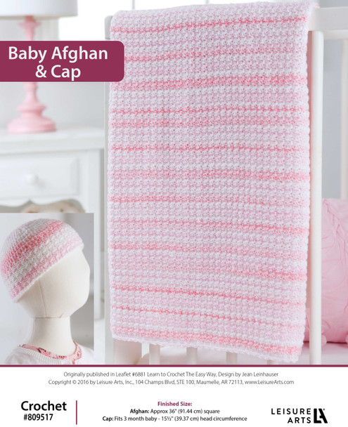 Leisure Arts Learn To Crochet The Easy Way Baby Afghan & Cap ePattern