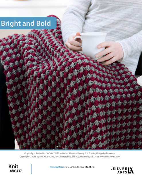 Leisure Arts Make In A Weekend Comfy Knit Throws Bright And Bold ePattern