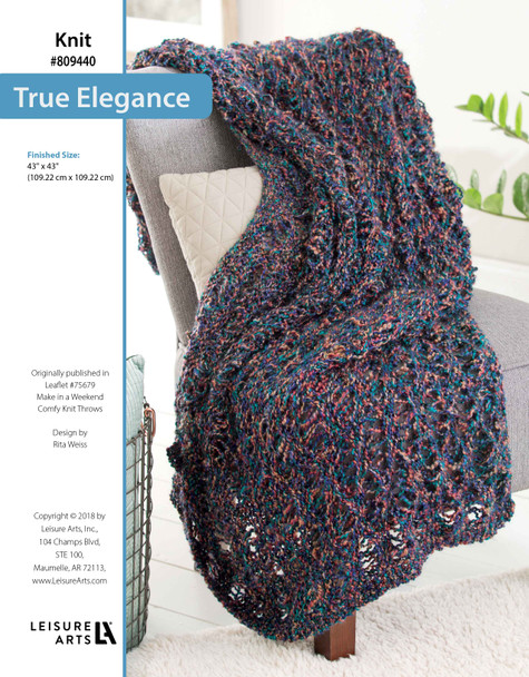 Leisure Arts Make In A Weekend Comfy Knit Throws True Elegance ePattern