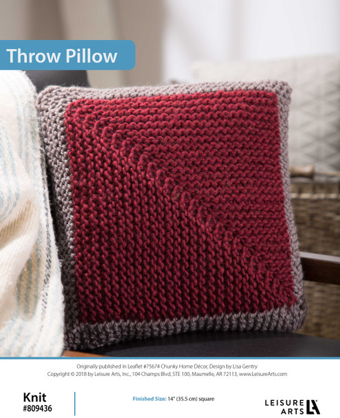 Leisure Arts Chunky Home Decor To Knit Throw Pillow ePattern