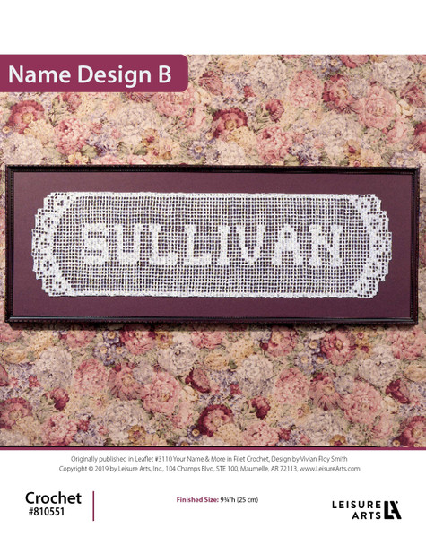 Leisure Arts Your Name & More In Filet Crochet Name Design B ePattern