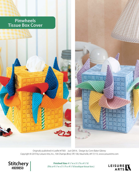 Leisure Arts Just Gift It! Pinwheels Tissue Box Cover Plastic Canvas ePattern