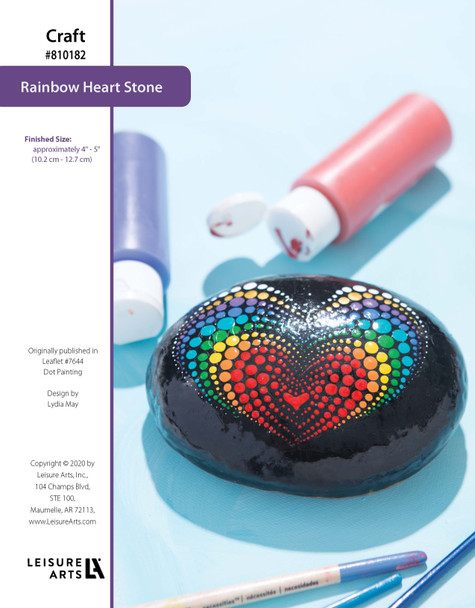 Leisure Arts Dot Painting Rainbow Heart Stone ePattern