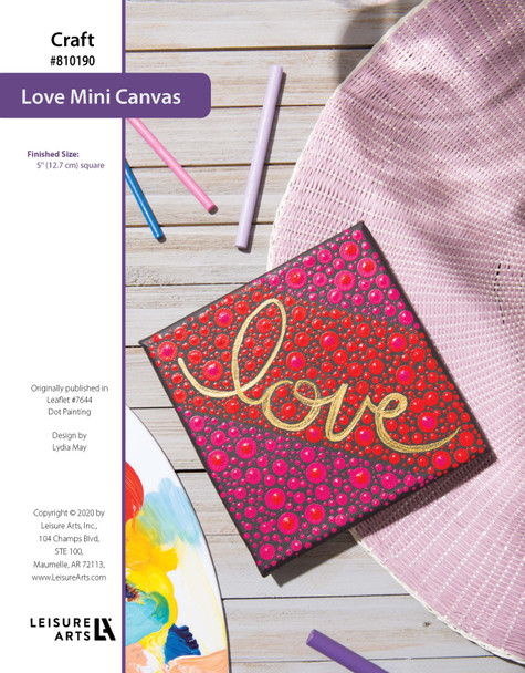 Leisure Arts Dot Painting Love Mini Canvas ePattern