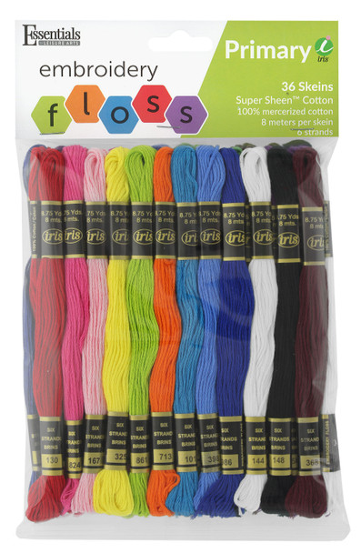Essentials By Leisure Arts Iris Embroidery Floss Pack Primary 36pc