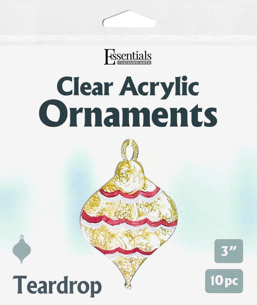Essentials By Leisure Arts Clear Acrylic Ornaments 3" Teardrop 10pc