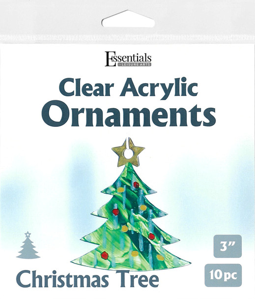 Essentials By Leisure Arts Clear Acrylic Ornaments 3" Christmas Tree 10pc