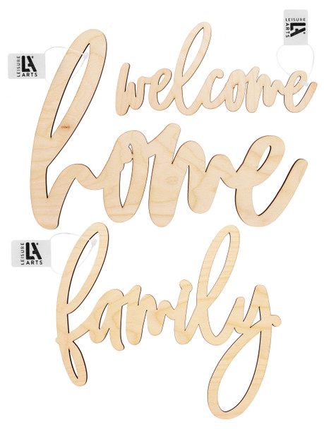 Leisure Arts Wood Word Large Set 12" Family, Home & Welcome