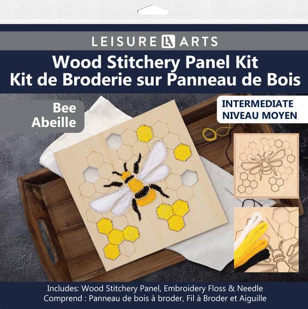 Leisure Arts Kit Wood Stitchery 9.75" Bee Panel