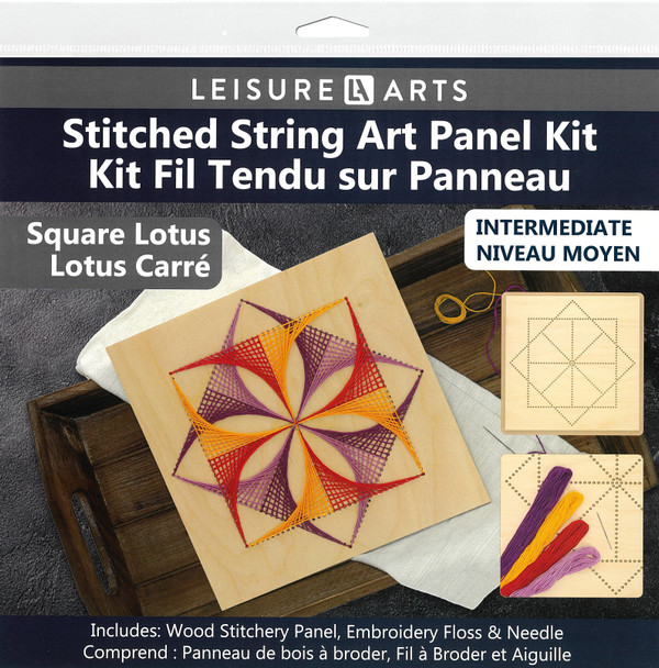Leisure Arts Kit Wood Stitchery String Art 9.75"x 9.75" Square Lotus