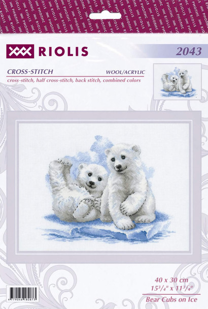 Riolis Cross Stitch Kit Bear Cubs On Ice