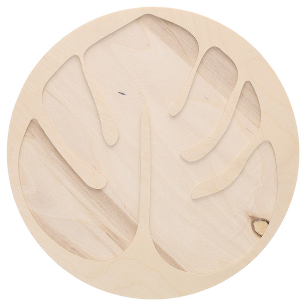 Leisure Arts Welled Wood Surface Circle With Monstera Leaf 10"x 10"