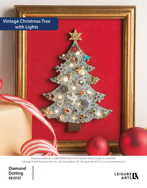 Diamond Art By Leisure Arts Sparkle Holiday Vintage Christmas Tree With Lights ePattern