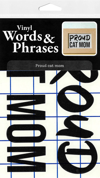 Leisure Arts Home Decor Vinyl Words & Phrases Proud Cat Mom 4"x 6.5" Black