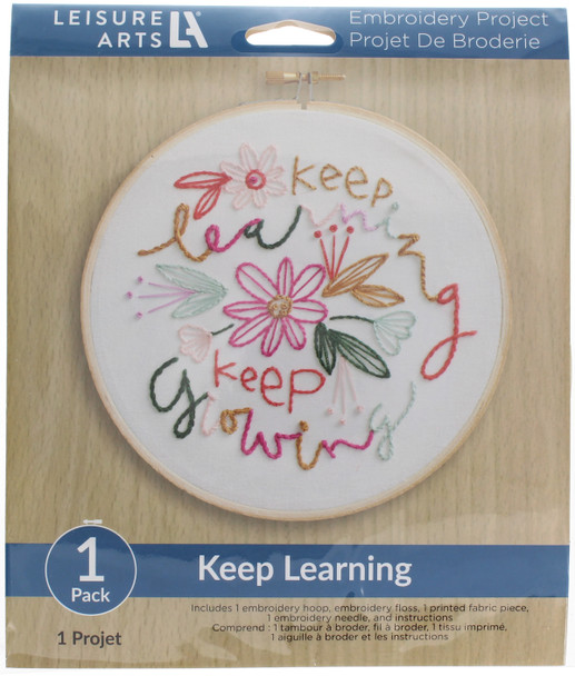 Leisure Arts Kit Embroidery 6" Keep Learning
