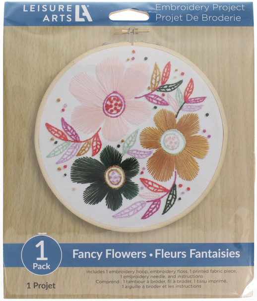 Leisure Arts Kit Embroidery 6" Fancy Flowers