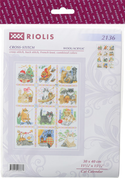 Riolis Cross Stitch Kit Cat Calendar