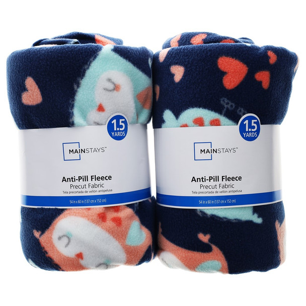 Camelot Fabrics Fleece Precut 54 inch x 60 inch Owl 2pc