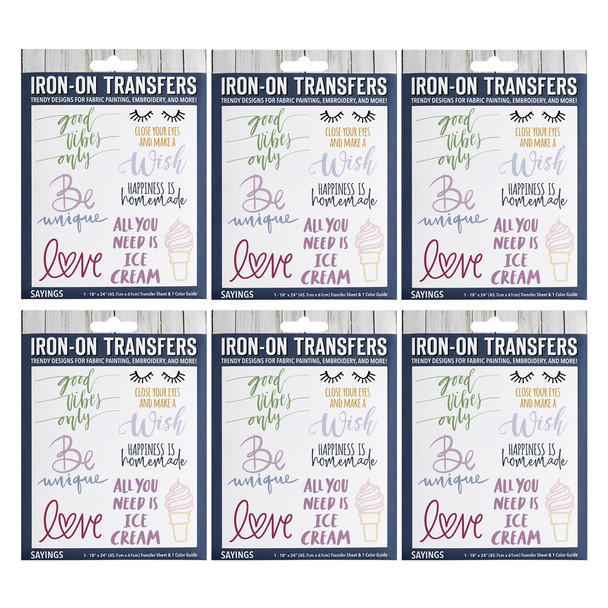 Essentials By Leisure Arts Bundle IronOn Transfer Sayings 6pc