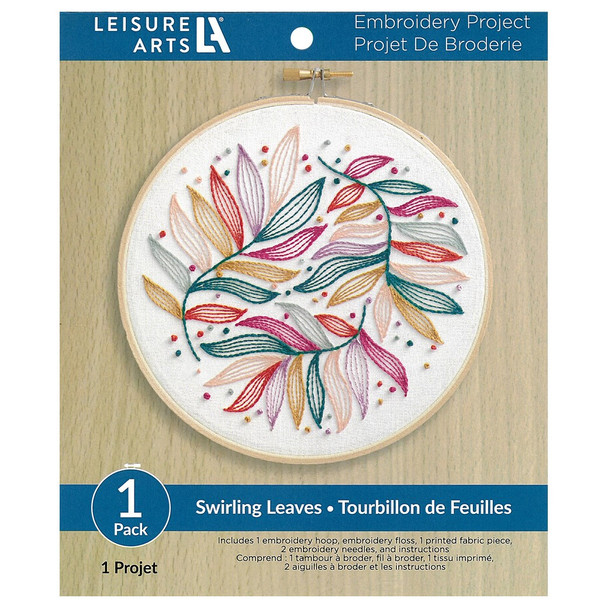 Leisure Arts Embroidery Kit 6 inch Swirling Leaves