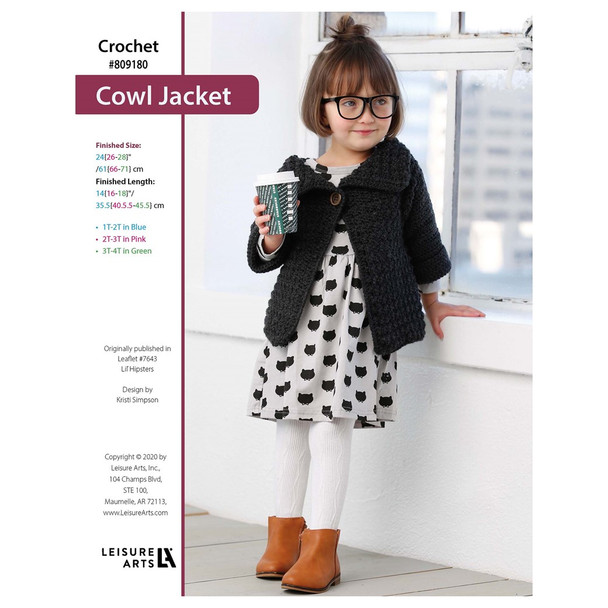 Leisure Arts Lil Hipsters Cowl Jacket Crochet ePattern