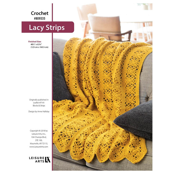Leisure Arts Blocks Strips Lacy Strips Crochet Blanket ePattern