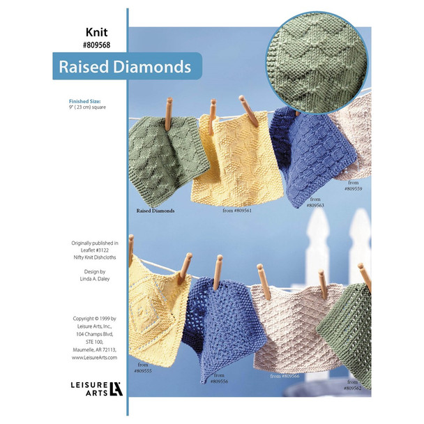Leisure Arts Nifty Knit Dishcloth Raised Diamonds ePattern
