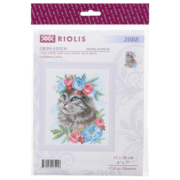 Riolis Cross Stitch Kit Cat In Flowers