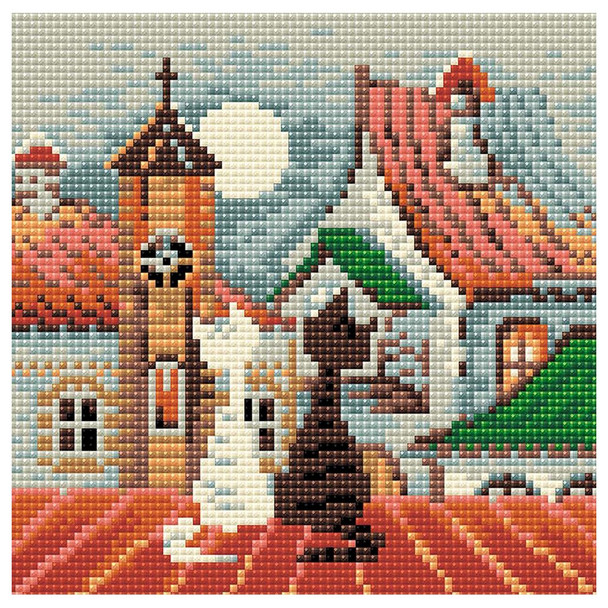 Riolis Diamond Mosaic Kit 7.75 inch x 7.75 inch City Cats Spring