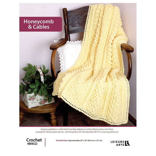 Leisure Arts Aran Baby Afghan Honeycomb Cables ePatterns
