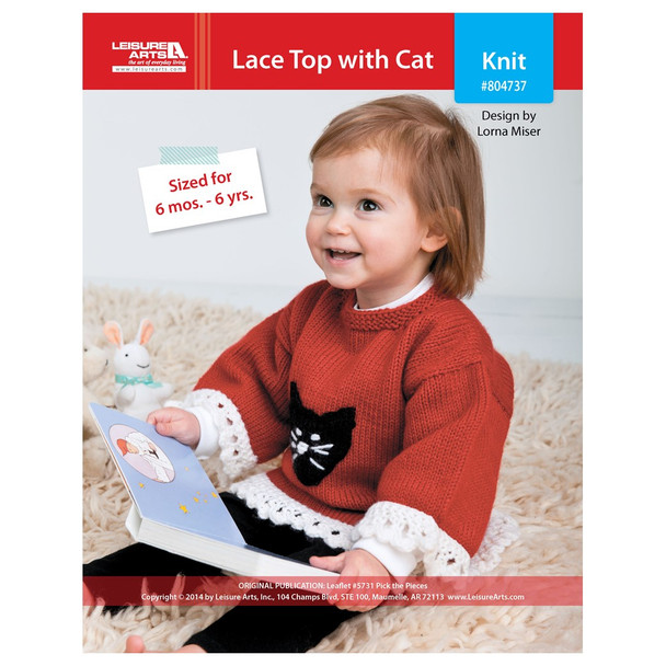 Leisure Arts Pick The Pieces Lace Top With Cat Knit ePattern