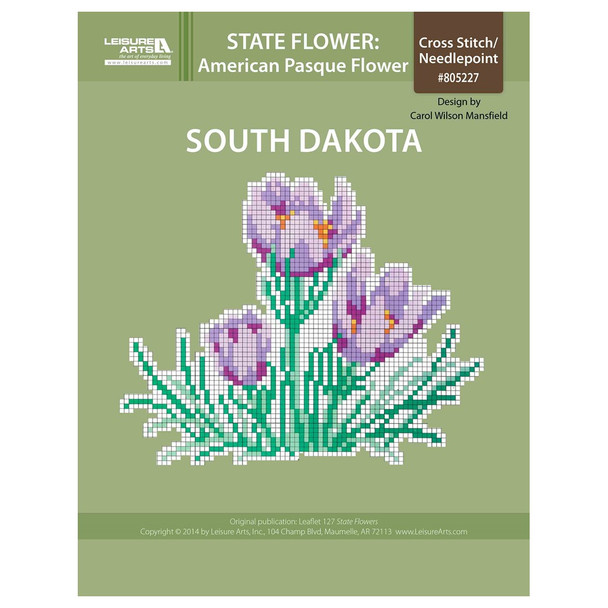 Leisure Arts South Dakota American Paque Flower Cross Stitch ePattern