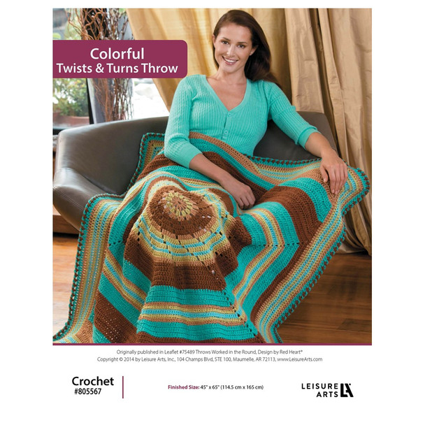 Leisure Arts Colorful TwistTurns Throw Crochet ePattern