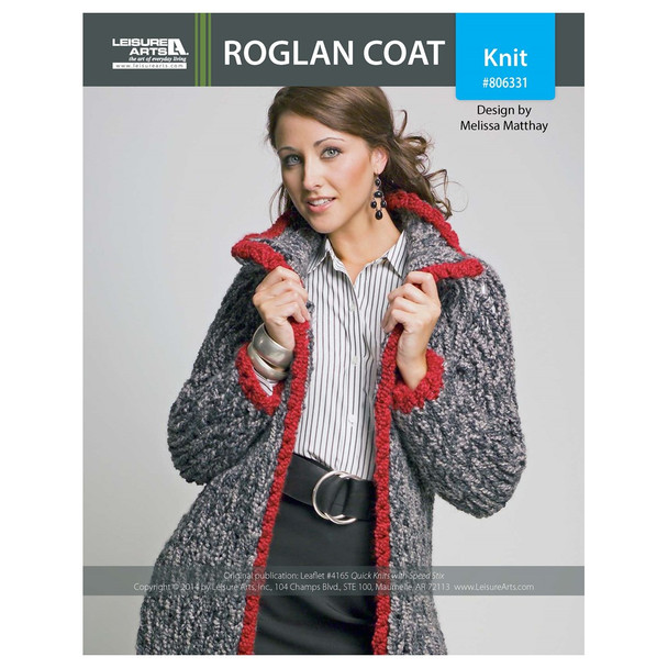 Leisure Arts Quick Knits With Speed Stix Raglan Coat ePattern