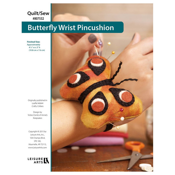 Leisure Arts Crafty Critters Butterfly Wrist Pincushion ePattern