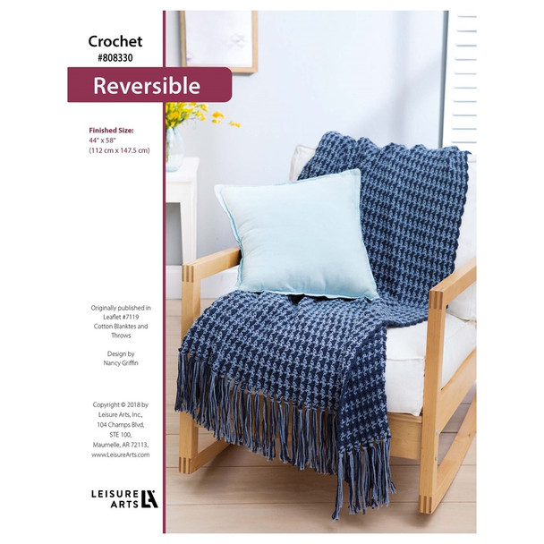 Leisure Arts Cotton Blankets Throws Reversible Blanket Crochet ePattern