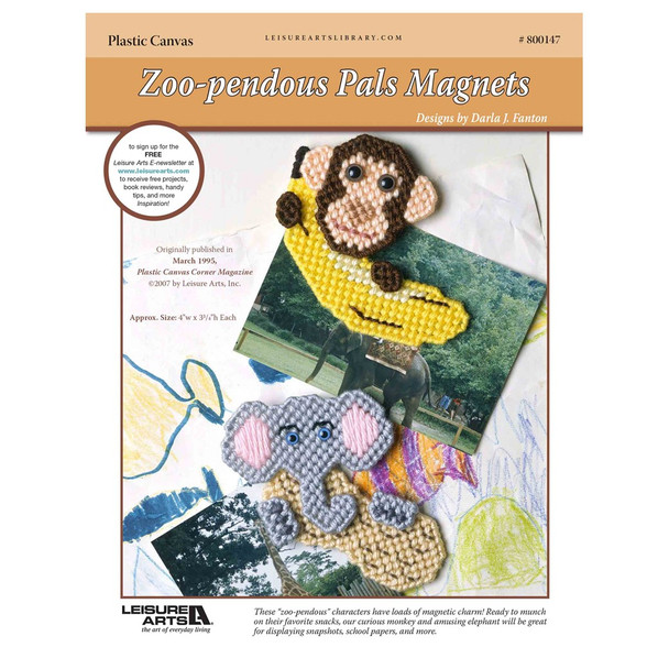 Leisure Arts ZooPendous Pals Magnets Plastic Canvas ePattern