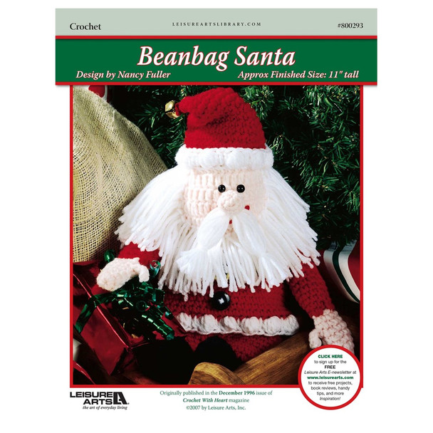Leisure Arts Crochet With Heart Beanbag Santa ePattern
