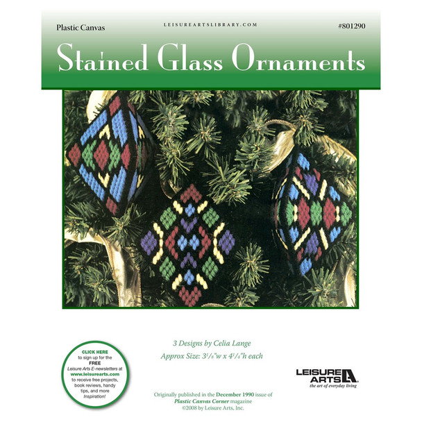 Leisure Arts Stained Glass Ornaments Plastic Canvas ePattern
