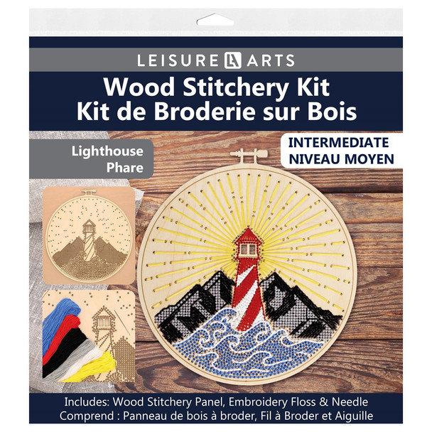 Leisure Arts Kit Wood Stitchery Hoops 9 inch Lighthouse