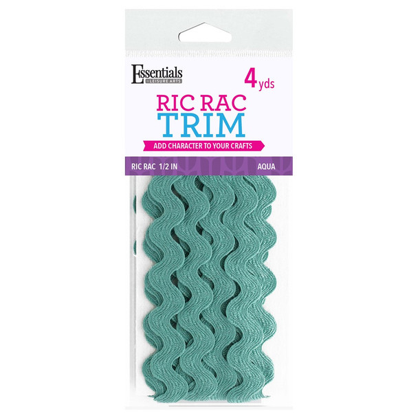 Essentials By Leisure Arts Trim Ric Rac ½ inch Aqua 4yd