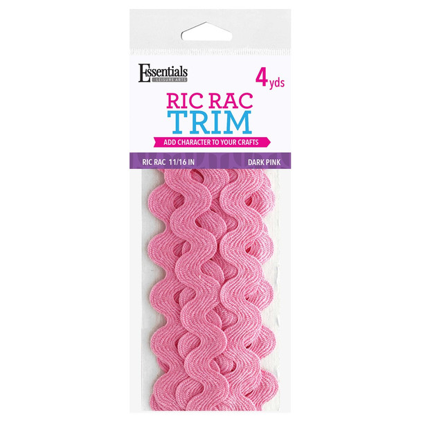 Essentials By Leisure Arts Trim Ric Rac 1116 inch Dark Pink 4yd