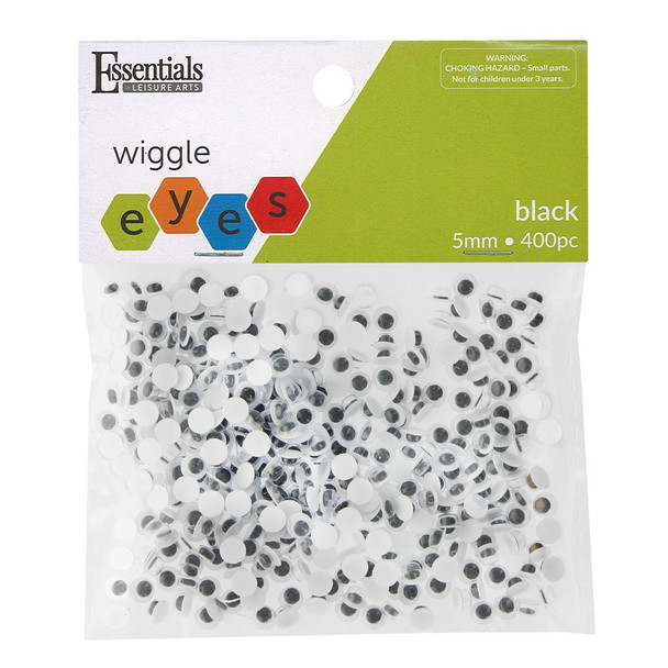 Essentials By Leisure Arts Paste On Eyes Moveable 5mm Black 400pc