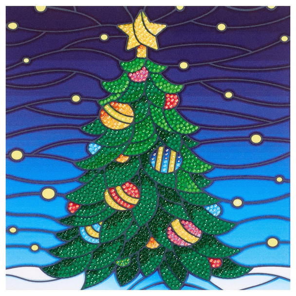 Diamond Art Kit Beginner 8x8 inch Stained Glass Tree