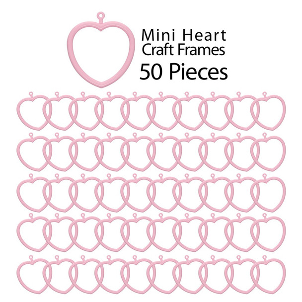 EBL Craft Frames Mini Heart Pastel Pink 50pc